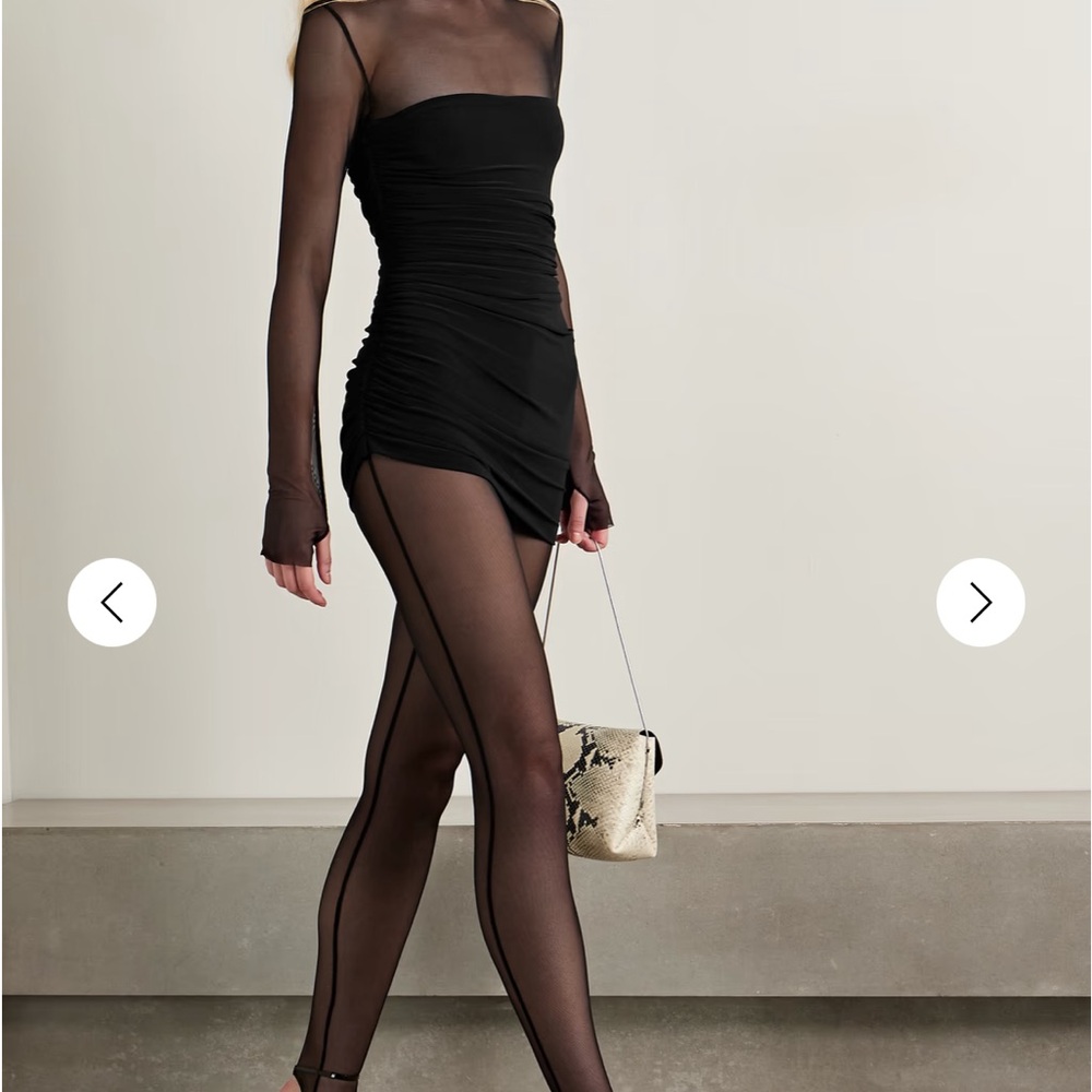 Black Sheer Mini Dress with Long Sleeves